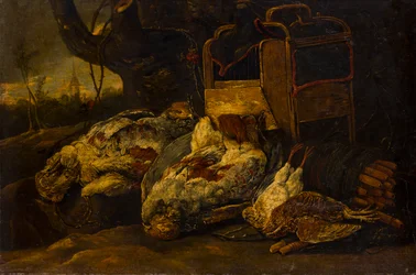 Still Life with Dead Birds, a Cage, and a Net